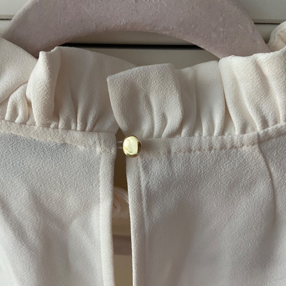 J. Crew Ruffle Neck Ivory Blouse - Picture 3 of 3